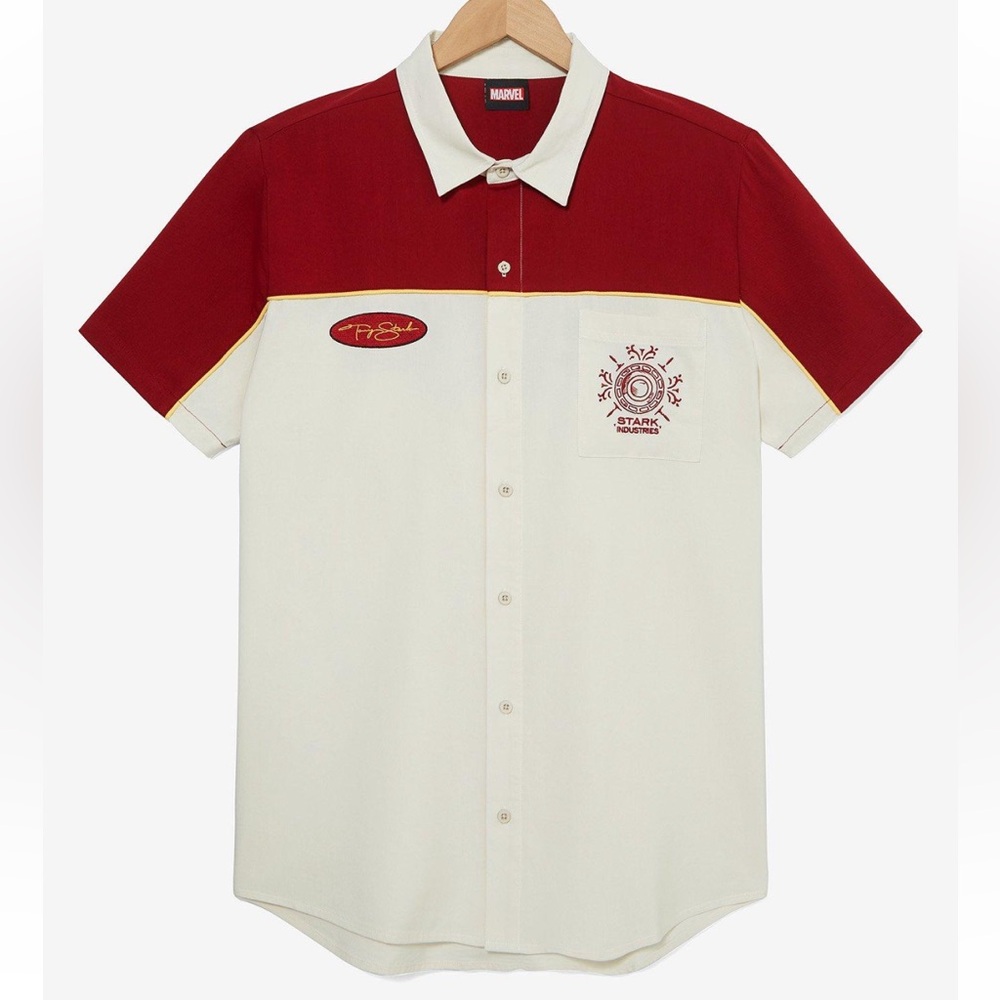 Unisex Marvel Iron Man Stark Industries Woven‎ Button-Up Boxlunch Tony Stark